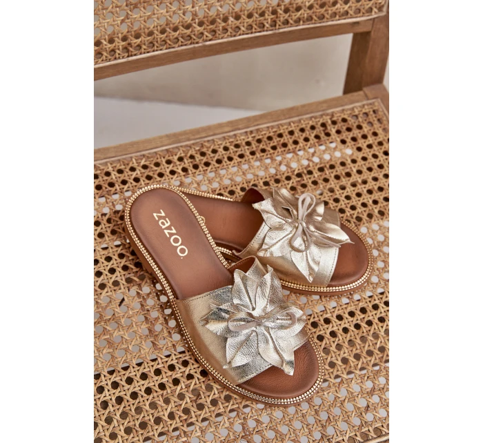 Pantofle S Dekorací Z Kůže Zazoo Zlaté model 21682160 - Boto Pantofle S Dekorací Z Kůže Zazoo Zlaté model 21682160 - Boto