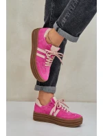 Zazoo N1068S4 Damskie Zamszowe Sneakersy Na Platformie Fuksja