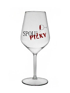 SPOLUPIČKY – číra nerozbitná sklenená pohár na víno 470 ml