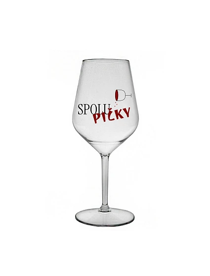 SPOLUPIČKY – číra nerozbitná sklenená pohár na víno 470 ml