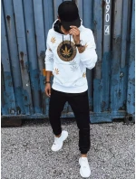 Pánska biela mikina s potlačou FashionStreet BX5310 Pánska biela mikina s potlačou FashionStreet BX5310