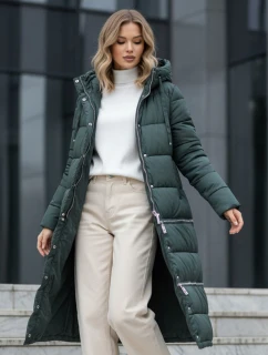 FashionStreet dámska zimná dlhá zelená bunda TY5138