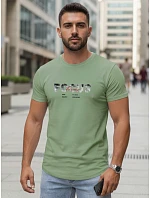 Tshirt męski z napisem bawełniany zielony model 22316029 - FashionStreet Tshirt męski z napisem bawełniany zielony model 22316029 - FashionStreet