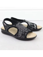 Dámske elastické kvetinové sandále High Seven Black Unisoft 7196