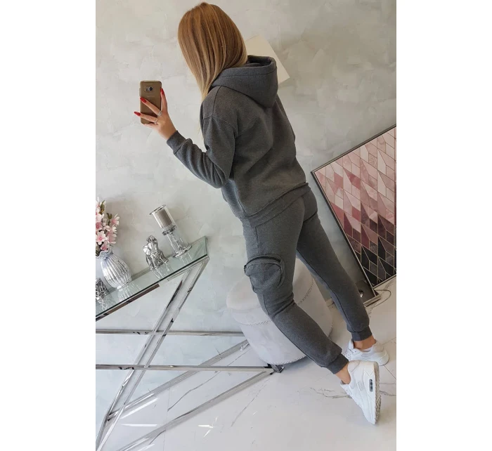 Zateplená súprava s ozdobným vreckom grafitová melanž Zateplená súprava s ozdobným vreckom grafitová melanž