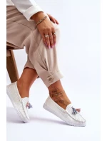 Dámské prolamované kožené mokasíny Bílé model 21618157 - EVENTO