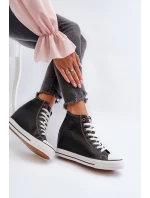 Trampki Damskie Na Koturnie Cross Jeans NN2R4005 Czarne