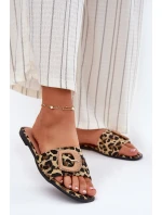 Płaskie Klapki Damskie Z Ozdobną Klamrą Panterka Clariola Płaskie Klapki Damskie Z Ozdobną Klamrą Panterka Clariola