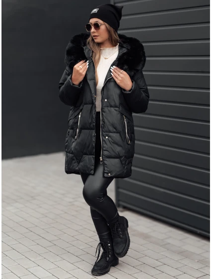 Dámská prošívaná zimní bunda s kapucí černá Dstreet model 21980915 - FashionStreet Dámská prošívaná zimní bunda s kapucí černá Dstreet model 21980915 - FashionStreet