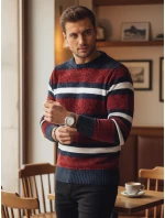 Pánský pruhovaný svetr červený Dstreet model 21982500 - FashionStreet Pánský pruhovaný svetr červený Dstreet model 21982500 - FashionStreet