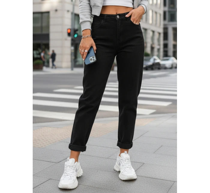 Dámske džínsy s vysokým pásom mom fit black FashionStreet UY2868