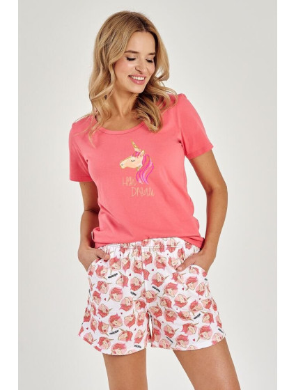 Letné pyžamo Mila s jednorožcom ružovej farby