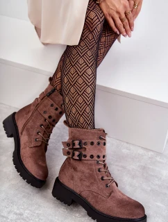 Damskie Zamszowe Ocieplane Botki Jasnobrązowe Silvor