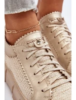 Damskie Skórzane Półbuty Maciejka 05850-22 Jasnobeżowe