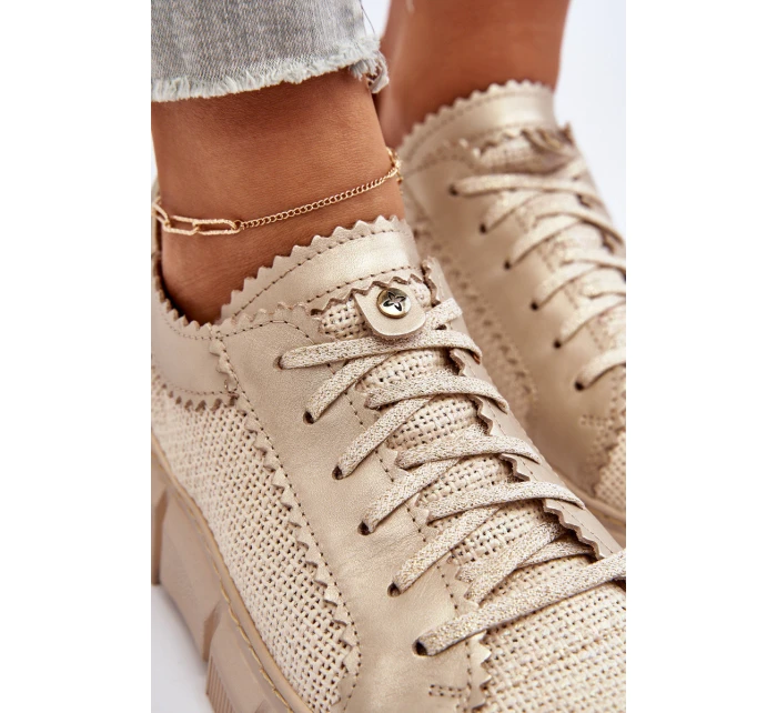 Damskie Skórzane Półbuty Maciejka 05850-22 Jasnobeżowe