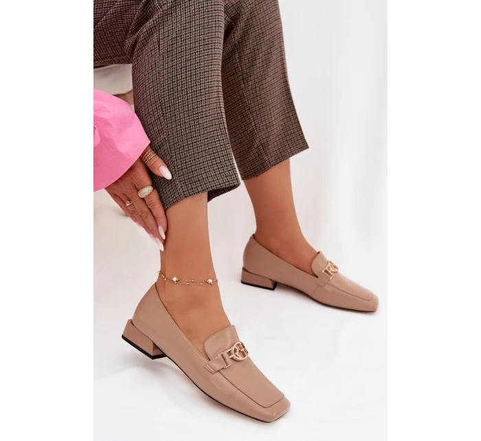 Kožené dámské mokasíny s ozdobným detailem D&A CR61-3125 Béžové
