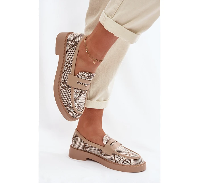 Dámské vzorované béžové mokasíny Barisa