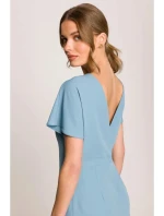 Ceruzkové šaty s bočným rozparkom S398 sky blue - Stylove
