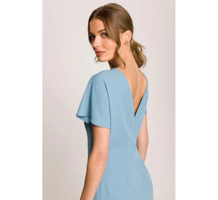 Ceruzkové šaty s bočným rozparkom S398 sky blue - Stylove