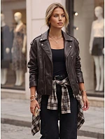 Dámska kockovaná košeľa s bavlnou, béžová, FashionStreet DY0496 Dámska kockovaná košeľa s bavlnou, béžová, FashionStreet DY0496