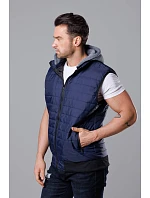 Tmavě modrá pánská prošívaná vesta s kapucí model 18347855 - J.STYLE Tmavě modrá pánská prošívaná vesta s kapucí model 18347855 - J.STYLE