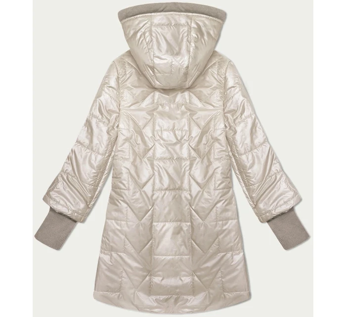 Svetlo béžová prešívaná bunda s ozdobným sťahovacím lemom S'West (B8345-70)