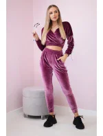 Velúrová súprava s nápisom Queen tmavo ružová Velúrová súprava s nápisom Queen tmavo ružová