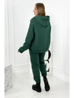 Izolovaná bavlnená súprava, mikina s vyšívacími + nohavicami zelený