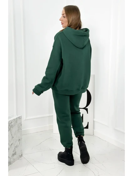 Izolovaná bavlnená súprava, mikina s vyšívacími + nohavicami zelený