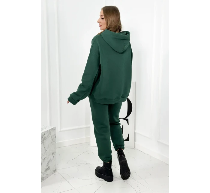 Izolovaná bavlnená súprava, mikina s vyšívacími + nohavicami zelený