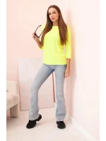 Dámska blúzka s lodičkovým výstrihom žltá neónová