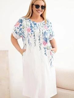 Dámské viskózové šaty Plus Size s krátkým rukávem a rozparky po model 22092328 bílá - K-Fashion