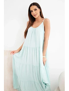 Dámské viskózové šaty na model 22141204 ramínkách mátová - K-Fashion