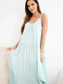 Dámské viskózové šaty na model 22141204 ramínkách mátová - K-Fashion