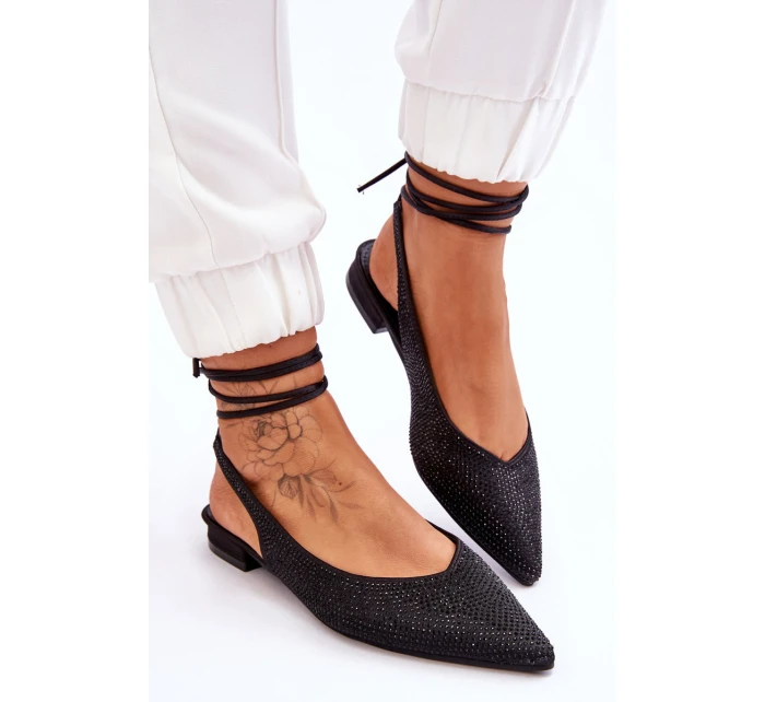 Wiązane Baleriny Z Dżetami Czarne Mavis Wiązane Baleriny Z Dżetami Czarne Mavis