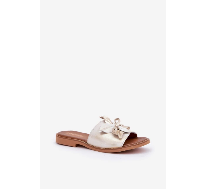 Klapki Z Ozdobą Skóra Naturalna Zazoo 3667 Złoty Przecierany Klapki Z Ozdobą Skóra Naturalna Zazoo 3667 Złoty Przecierany