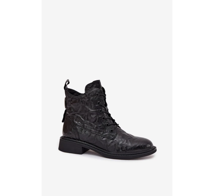 Botki Damskie Z Naturalnej Skóry Ocieplane Artiker 57C1006 Czarne