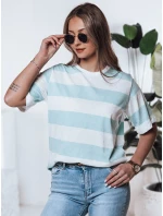 Dámske pruhované tričko ALMIN tyrkysová FashionStreet RY2562 Dámske pruhované tričko ALMIN tyrkysová FashionStreet RY2562