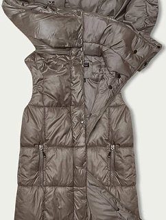 Jednoduchá dámská vesta v barvě mocca s kapucí model 18833472 - W COLLECTION