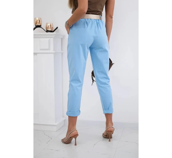 Kalhoty model 20823087 s páskem modrý - K-Fashion Kalhoty model 20823087 s páskem modrý - K-Fashion