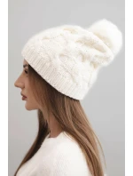Dámská zimní čepice vlněná s krystaly a vzorem model 21859317 mocca - K-Fashion