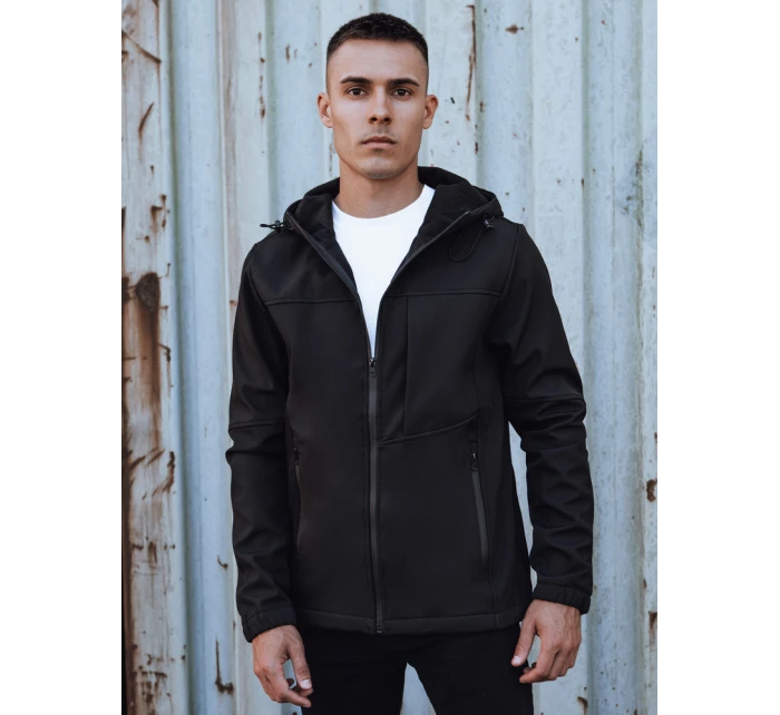 Pánská přechodná softshellová bunda s kapucí černá model 21980013 - Dstreet