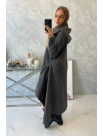 Zateplené šaty s delšími boky grafitové Zateplené šaty s delšími boky grafitové