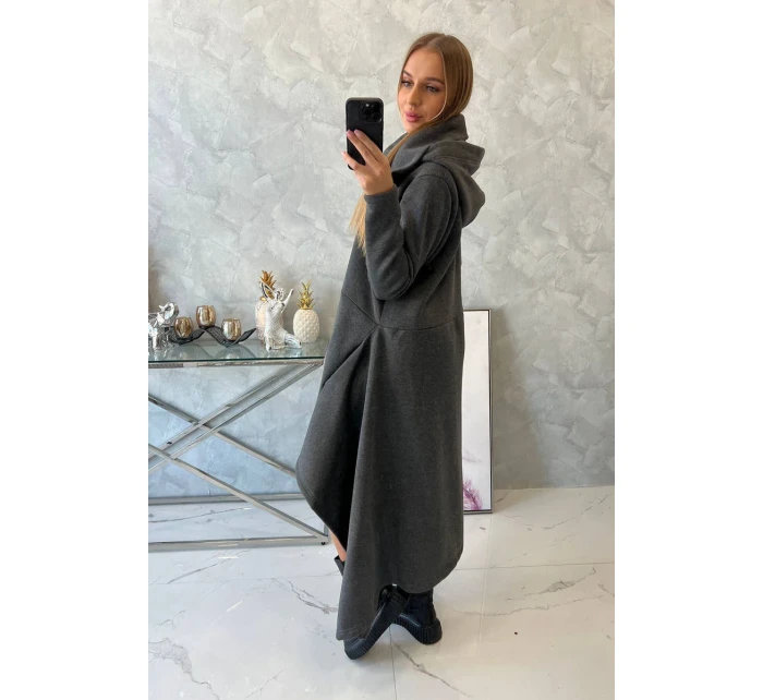 Zateplené šaty s delšími boky grafitové Zateplené šaty s delšími boky grafitové