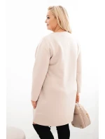 Dámské šaty Plus Size máslo s kapsou a rukávem 3/4 béžový