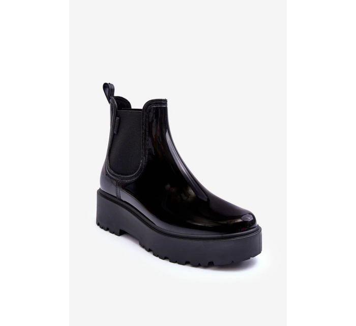 Lakierowane Kalosze Botki Na Platformie Big Star MM274395 Czarne Lakierowane Kalosze Botki Na Platformie Big Star MM274395 Czarne