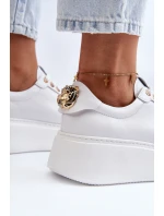 Dámské kožené tenisky na platformě model 21649096 bílé - CheBello