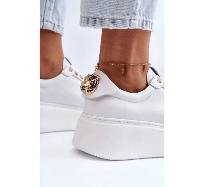 Dámské kožené tenisky na platformě model 21649096 bílé - CheBello