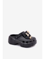 Klapki Dziecięce Dziewczęce Piankowe Z Kokardką I Ozdobami Czarne Selvana Klapki Dziecięce Dziewczęce Piankowe Z Kokardką I Ozdobami Czarne Selvana