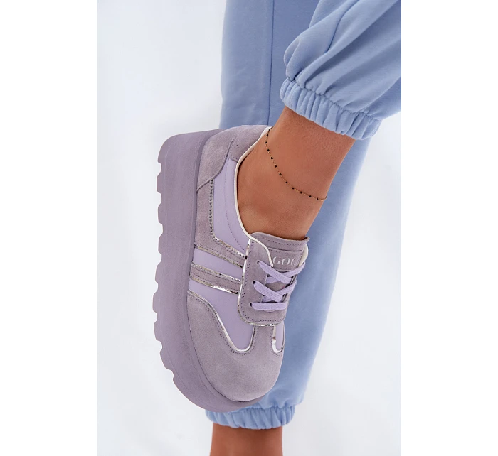 Semišové tenisky na platformě GOE TT2N4054 fialové